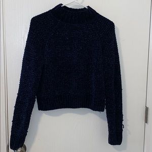 Women’s cropped velvet mock neck sweater